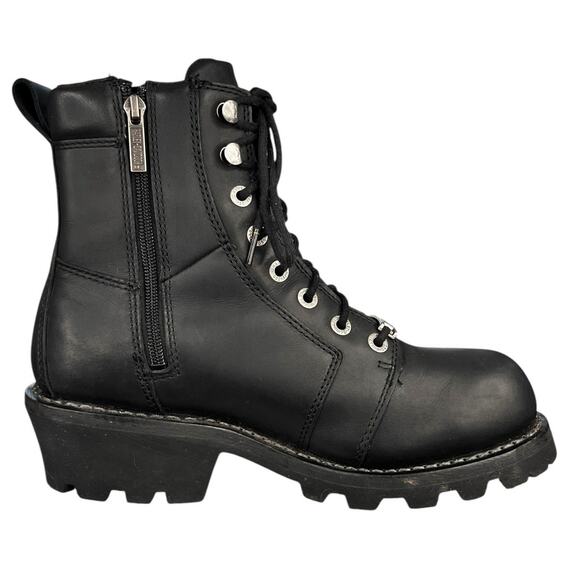 Harley Davidson Mens Black Leather Waterproof Biker Moto Boots Size US 8.5 - Picture 4 of 10